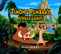 Timon and Pumbaa Jungle Games title screen for Super Nintendo